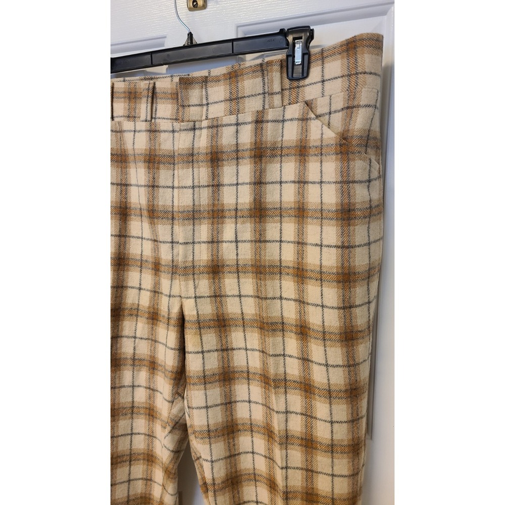 Vintage Asher Pants Mens 44 x 30 Wool‎  Flannel Plaid Golf Dress Disco 60s 70s - Picture 6 of 9